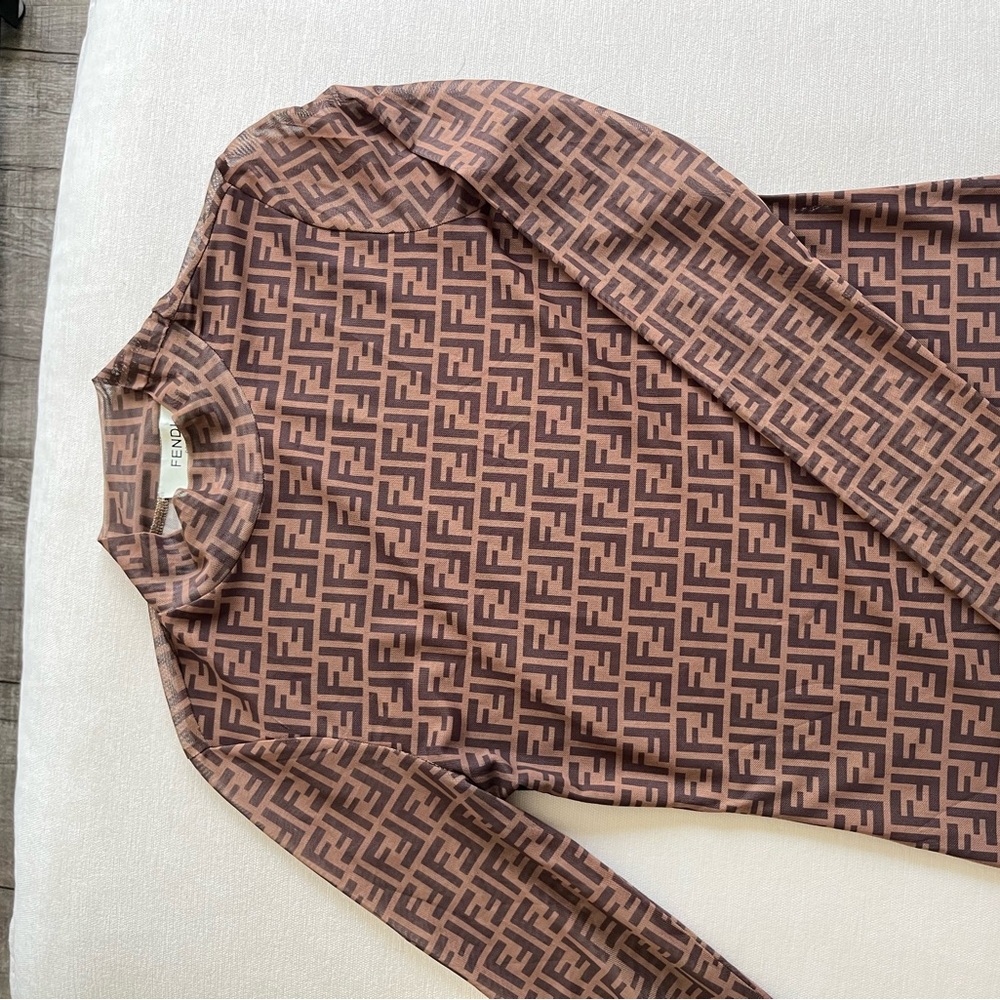 Fendi Tan and Brown Monogram Top